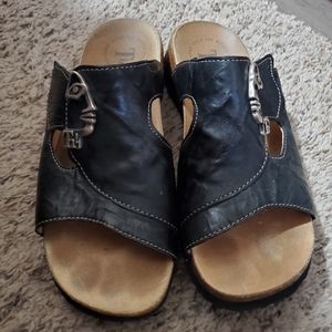 Think sandals mizzi the face black leather